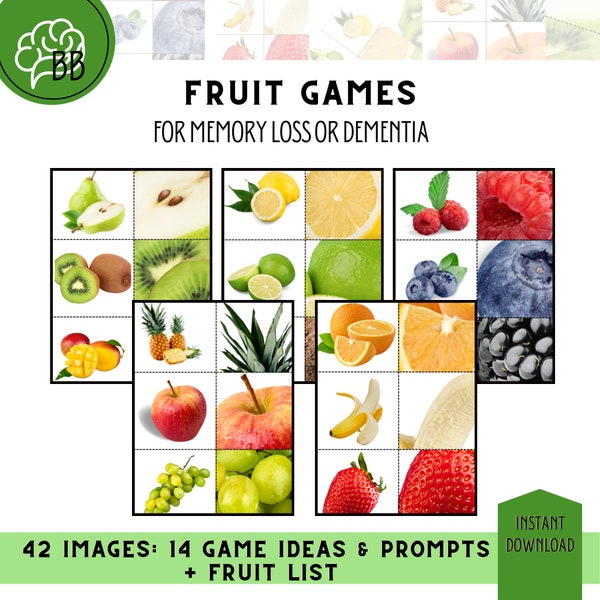 Fruit game for people with dementia, Simple fun social meaningful activity, stimulate memory, improve mood at-home dementia activity ideas