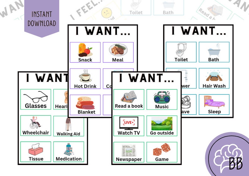 Communication Cards, Communication Board, Dementia Cards, Printable