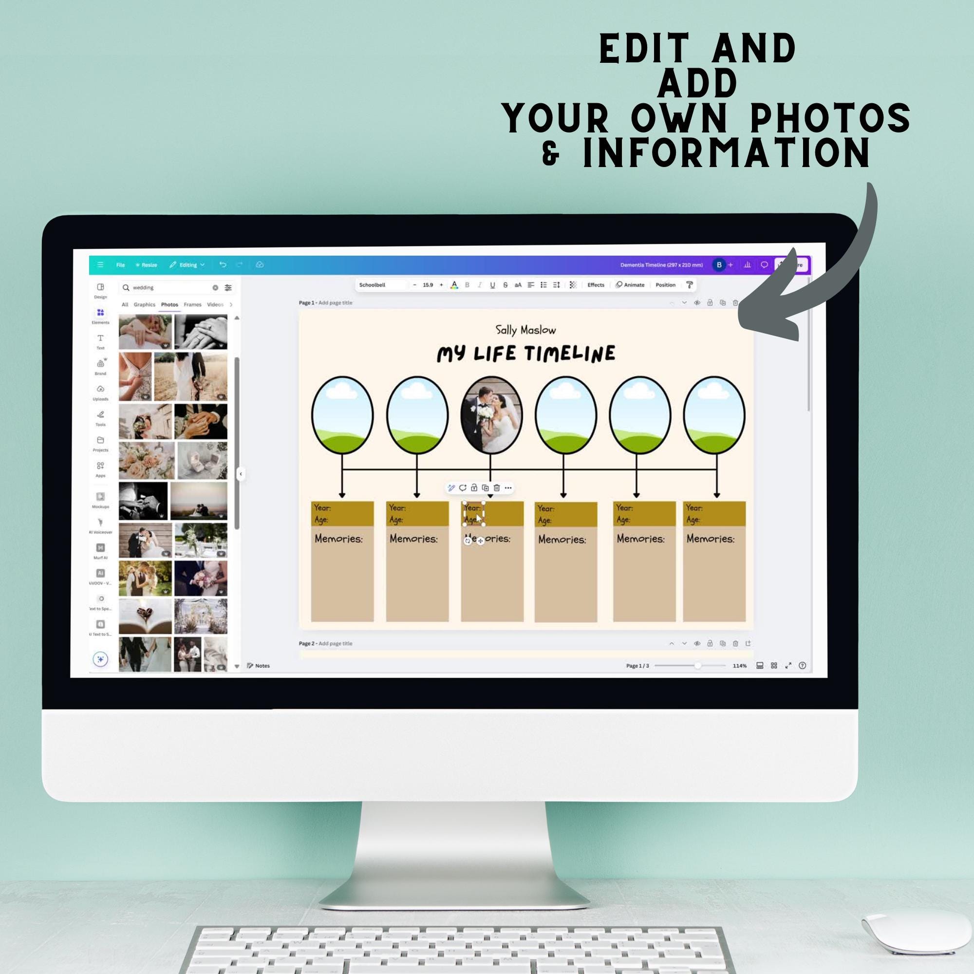 Dementia Activity: Editable My Life Timeline Template (canva Download ...
