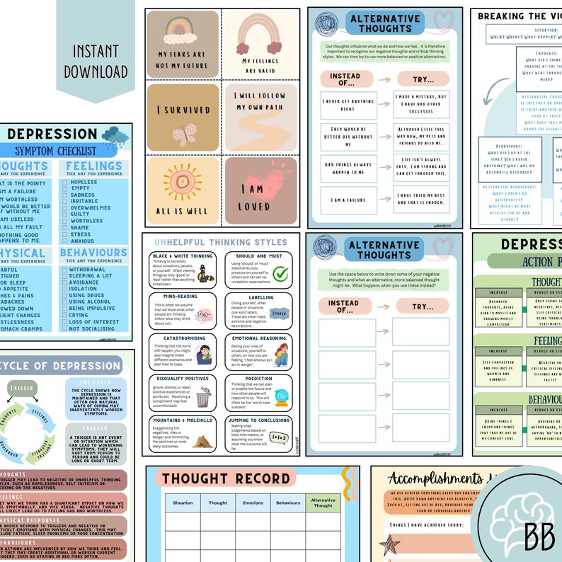 Depression Cycle Toolkit, CBT Therapy Resources (44 Pages) (digital ...
