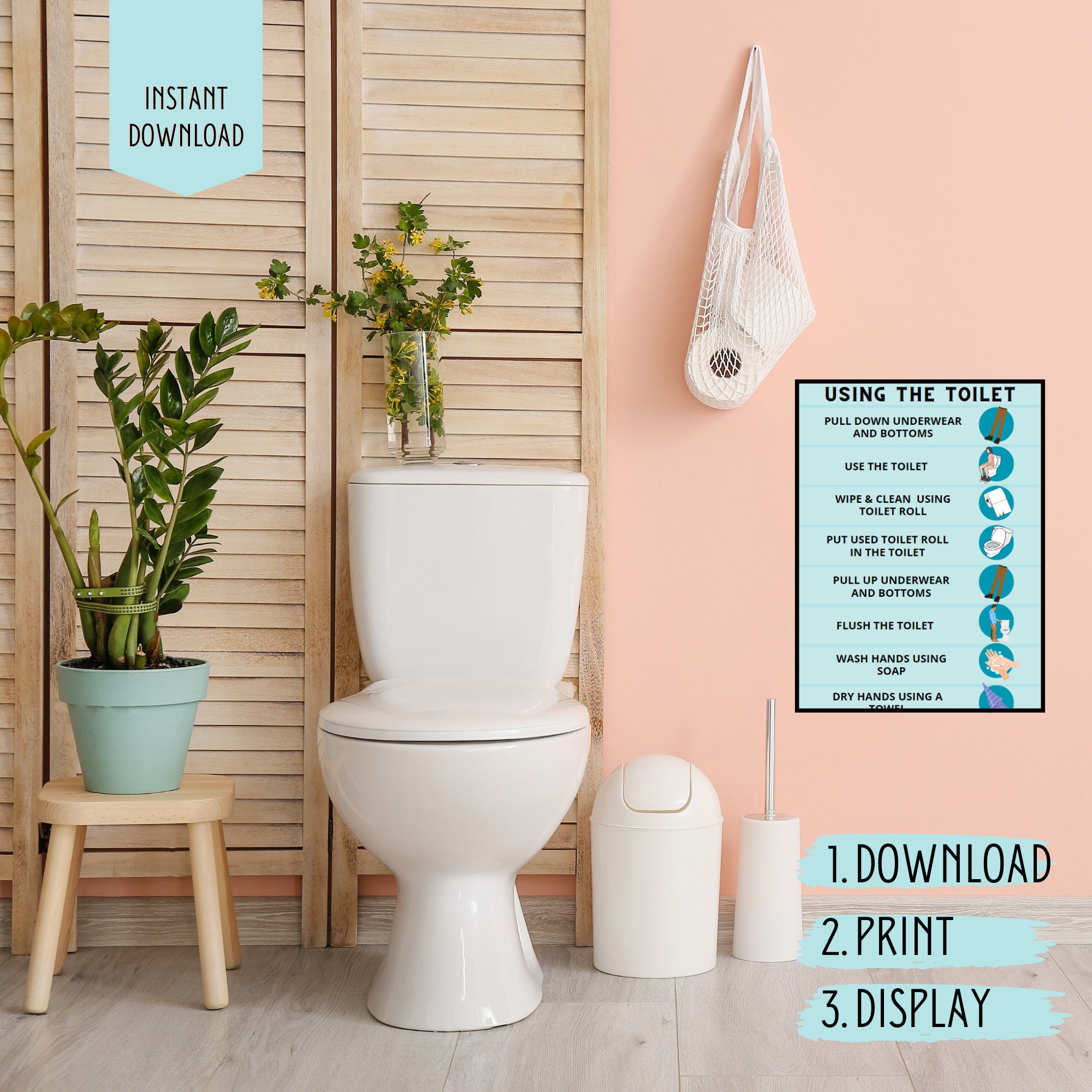 Bathroom Routine Cards for Dementia, Daily Routine Chart for Memory Loss, Hospital Signs