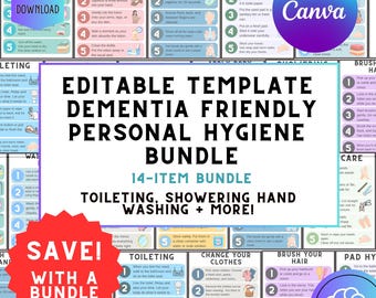 Dementia Activity Pack: Visual Routine Cards, Cognitive Exercises (Canva Template, A4 Printable)
