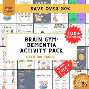 Demenzaktivitätspaket, Memory Care PDF-Bundle, Kognitive Gehirnübungen für Senioren, Sparen Sie über 50%