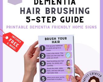 Accessible Hair Brushing How-To Guide – 5-Step Simple PDF images for Dementia, Autism & Learning Challenges