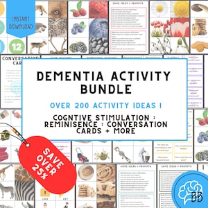 Pacchetto di attività sulla demenza: oltre 200 idee, conversazione, schede di attività, giochi di memoria, schede didattiche, supporto per la perdita di memoria e assistenza infermieristica