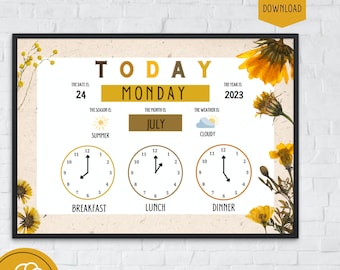Dementia Daily Board Print: Weather, Meals, Routines (PDF)