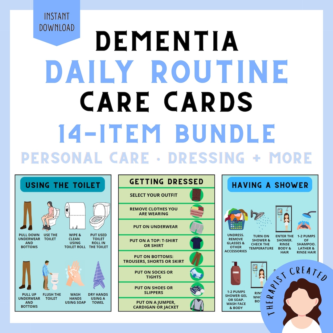 Simple Routine Dementia Dementia Routine Cards Bundle | Visual Schedule, Task Prompts (PDF ...