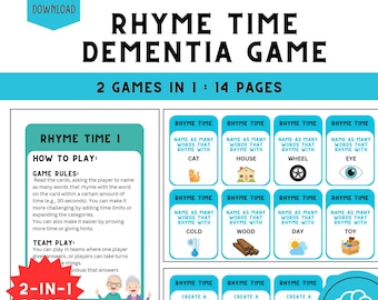 Rhyme Time Dementia Game: Senior Activity, Family Fun (Digital Download PDF)