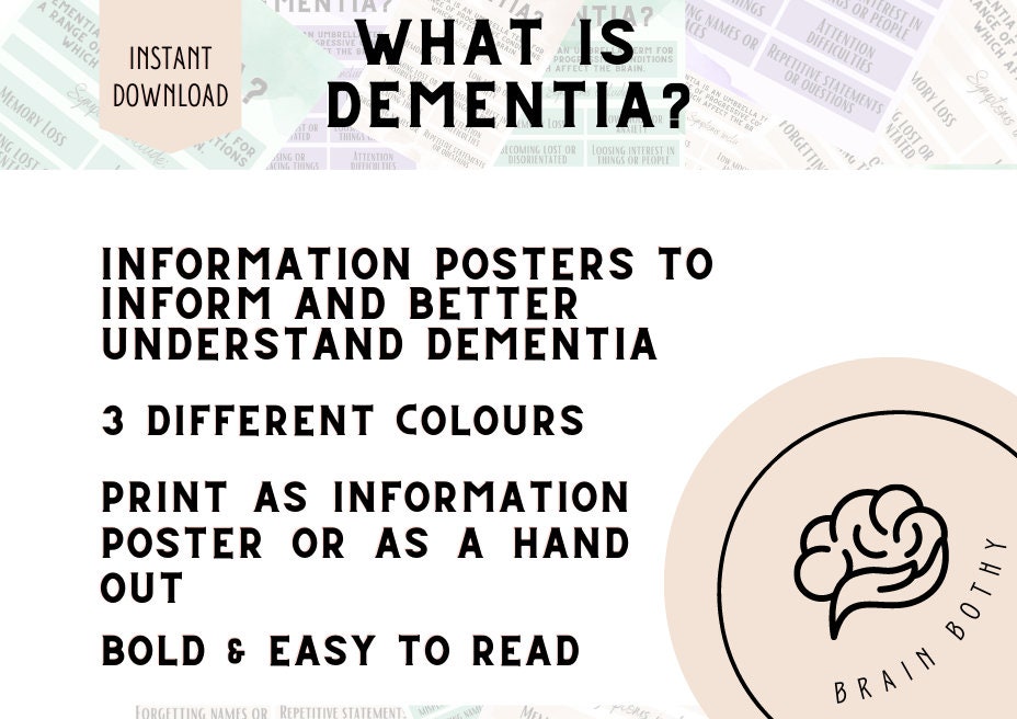 What is Dementia Poster, Dementia Art Print, Psychology Resource ...