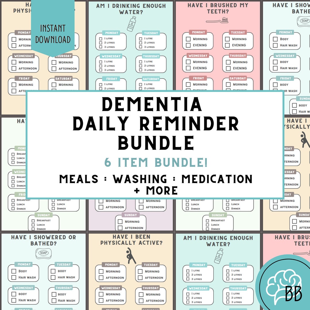 Dementia Support Bundle: Alzheimer's Memory Reminder Cards for Home Care Daily Activity Prompts ...