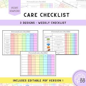 Pflegebuch, bleiben Sie organisiert mit druckbarer Checkliste für Demenzpflege, persönlicher Checkliste und Pflegezubehör