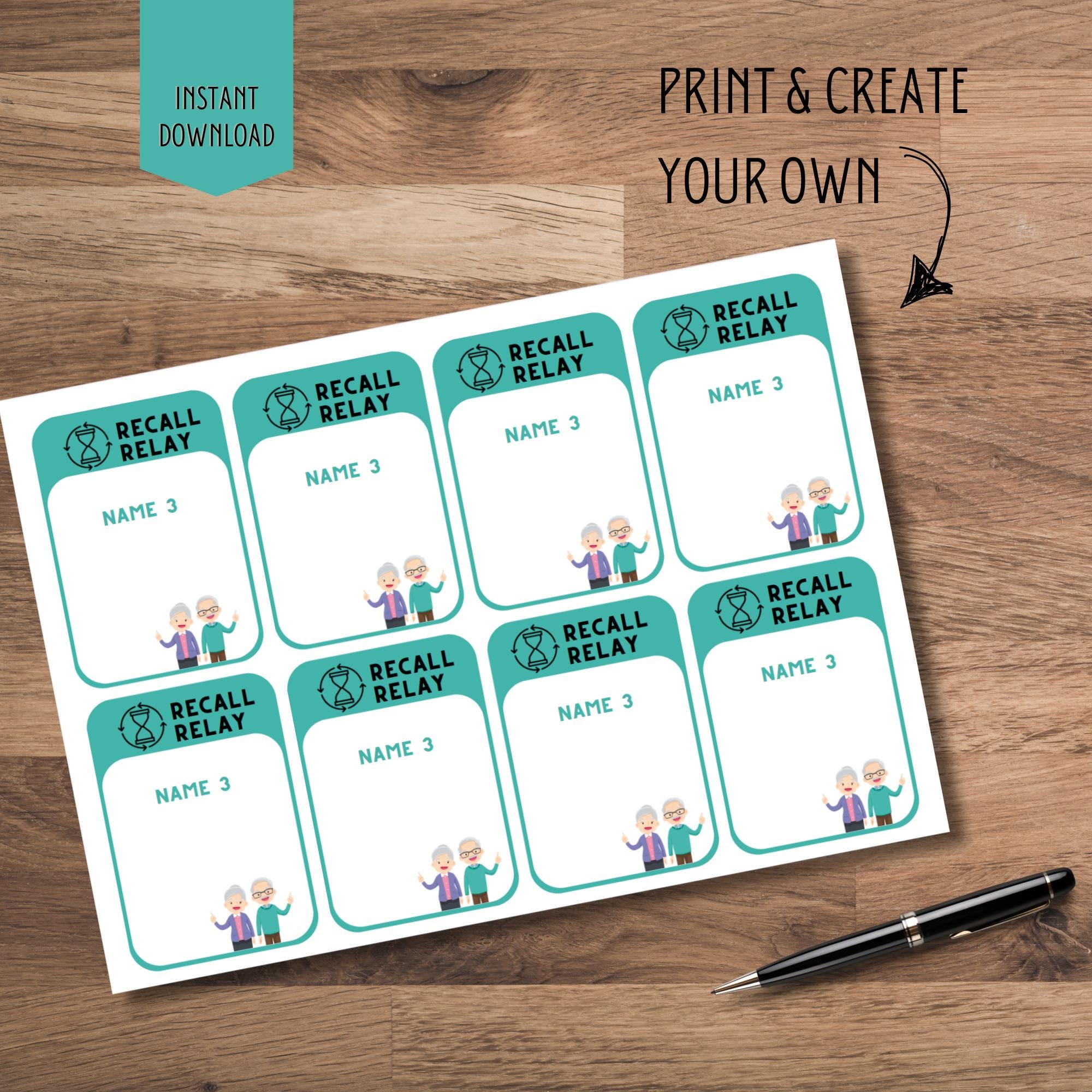 Dementia Activity: Recall Relay Memory Game for Seniors (PDF Download ...