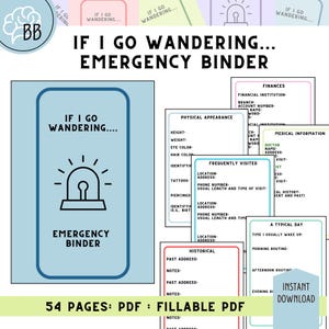 Pasta de emergência em PDF – Kit de segurança para pessoas desaparecidas e errantes com demência, dificuldades de aprendizagem e saúde mental, editável e imprimível