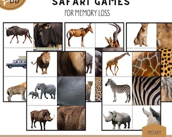 Safari Memory Game for Dementia: Printable Activity for Seniors (PDF Download)