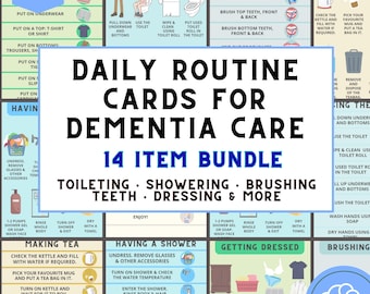 Dementia Routine Cards Bundle | Visual Schedule, Task Prompts (PDF Download)