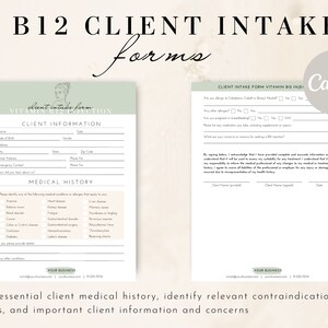 B12 Shot Consent Forms, Vitamin B12 Injection Forms, Client Intake Form ...