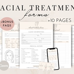Facial Treatment Forms | Editable Esthetician Templates | Printable Skincare Consent Forms | Facial Consultation Form | Beauty Salon Forms