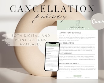 Editable Cancellation Policy Form, Printable Esthetician Templates, Beauty Nail Hair Salon Policy Sign, Cancelation Spa Policies Template