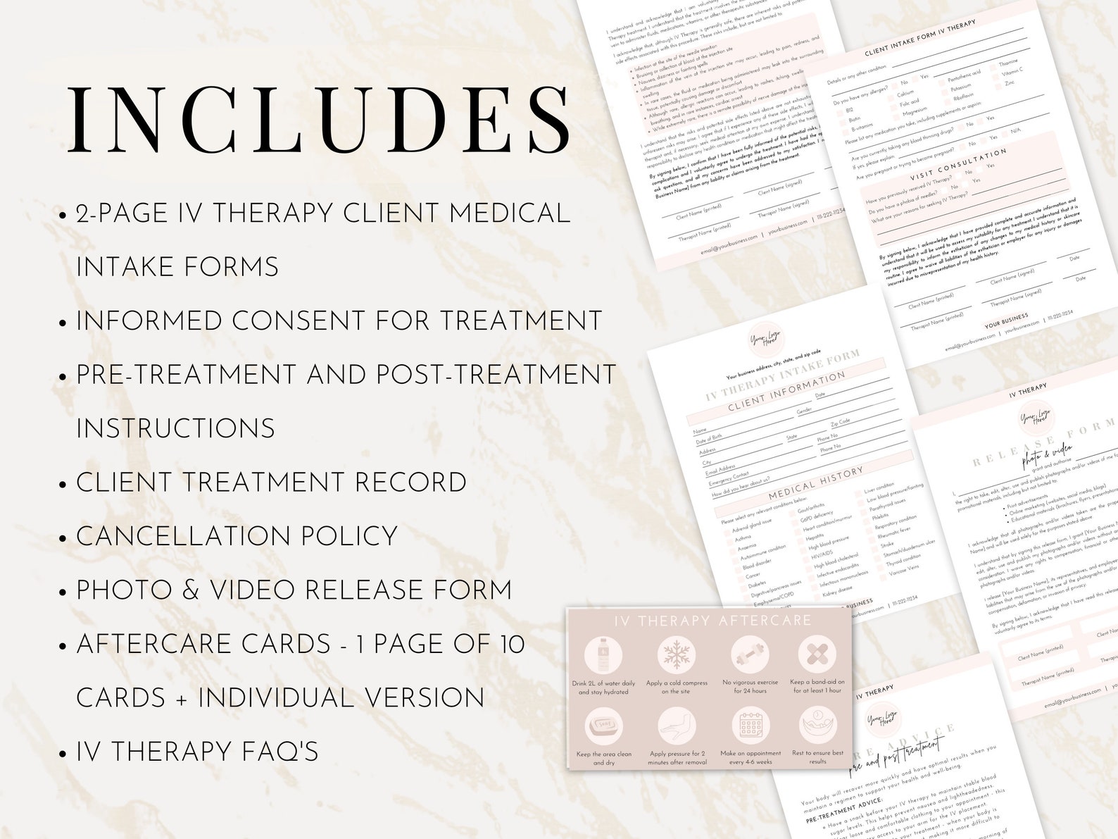 IV Therapy Consent Intake Forms Bundle, Intravenous Therapy Client ...