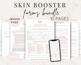 Skin Booster Consent Form Intake Bundle, Editable Facial Fillers Consent Form, Injectables Skin Booster Treatment Aftercare Consultation