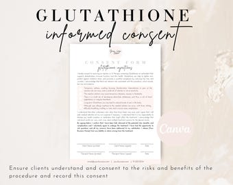 Glutathione Injection IV Drip Consent Intake Form, Glutathione Shot IV Informed Consent, Editable Glutathione Client Consent Waiver Med Spa Glutathione Injection IV Drip Consent Intake Form, Glutathione Shot IV Informed Consent, Editable Glutathione Client Consent Waiver Med Spa