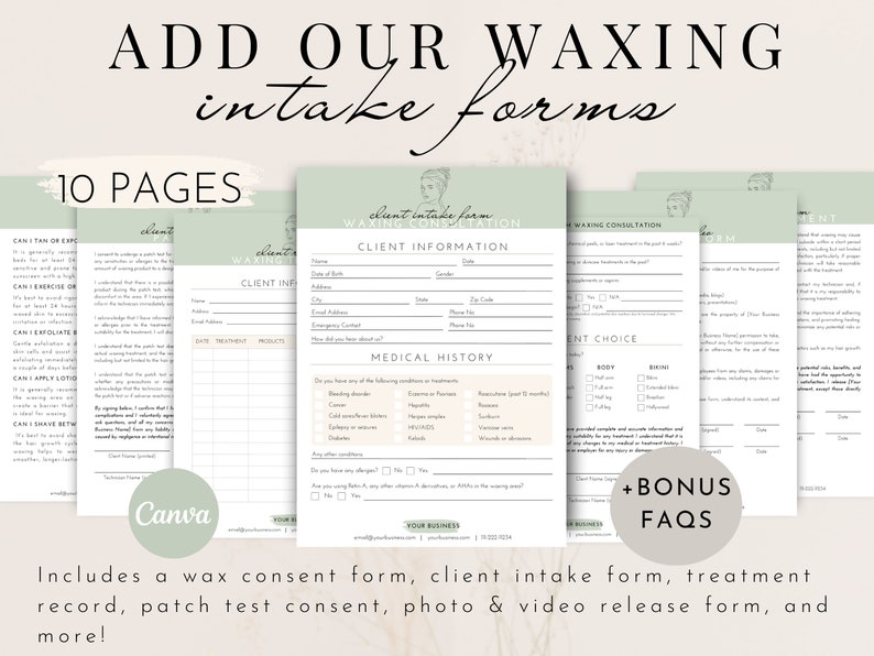 Editable Waxing Aftercare Card Template, Hair Wax Care Card, Hair Removal Aftercare Instructions, Waxing Aftercare Guide Canva, Esthetician business forms