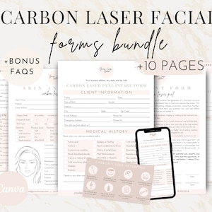 Editable Carbon Laser Peel Consent Form Bundle, Carbon Laser Facial Aftercare, Carbon Laser Consultation Form, Med Spa Esthetician Template
