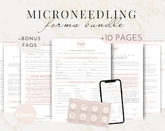Editable Microneedling Forms Bundle, Microneedling Consent and Aftercare, Microneedling Consultation Form Skin Needling, Esthetician Forms
