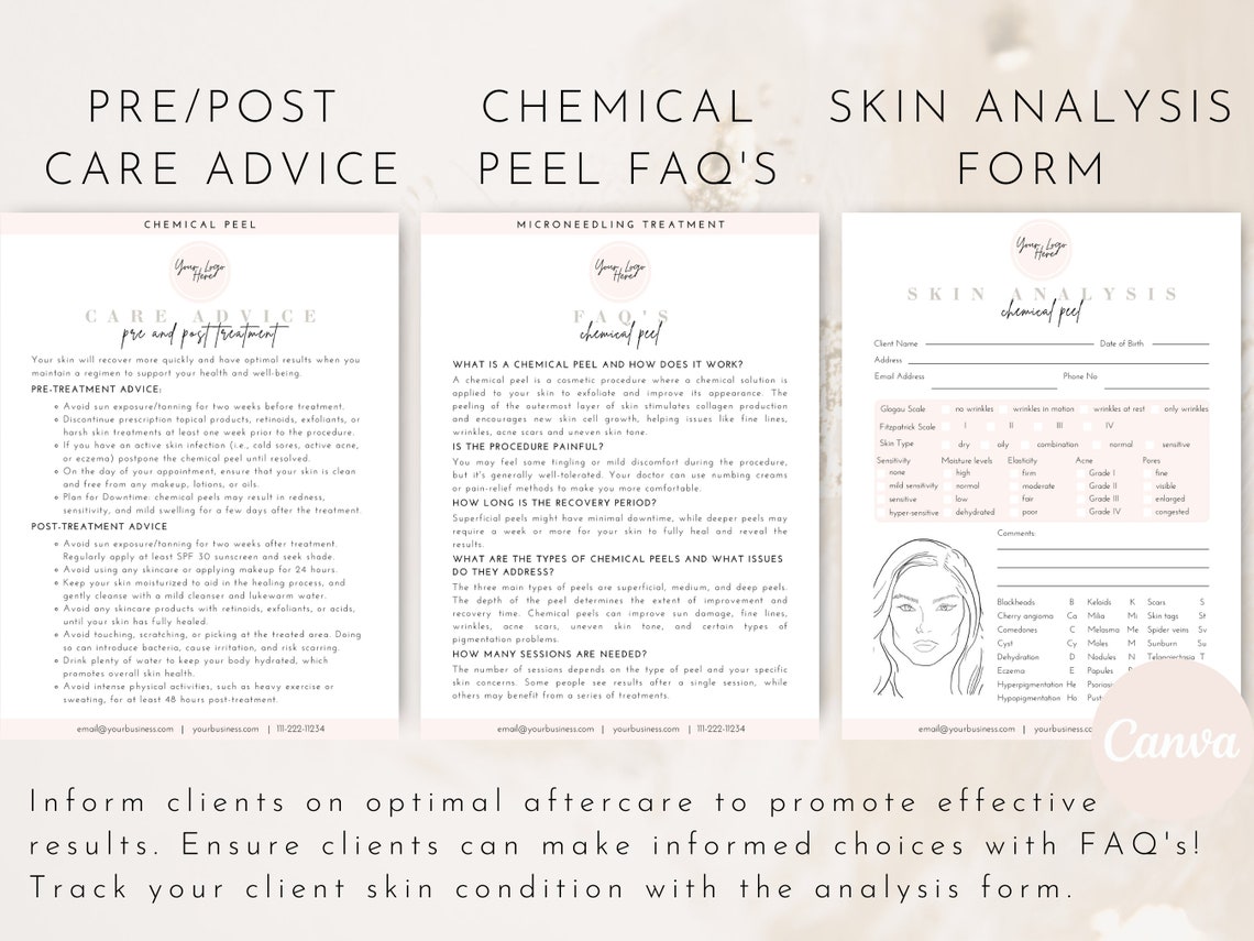 Chemical Peel Consent Forms, Editable Esthetician Template, Chemical ...