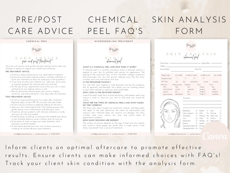 Chemical Peel Consent Forms, Editable Esthetician Template, Chemical