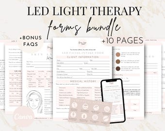 Editable LED Red Light Therapy Consent Forms, Printable Light Emitting Diode Facial Consent Form, LED Light Therapy Consultation Esthetician