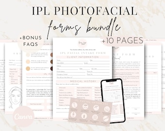 Editable IPL Photofacial Consent Intake Forms, Printable Intense Pulsed Light Consent, IPL Aftercare Pre-care, Med Spa Fitzpatrick Scale