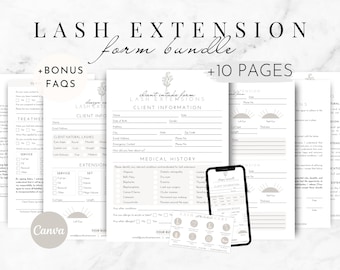 Editable Eyelash Extension Forms, Lash Consent Template, Lash Tech Consultation, Esthetician Form, Lash Client Record Eyelash Aftercare card