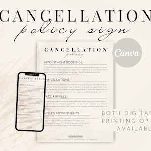Editable Cancellation Policy Form, Printable Esthetician Templates, Beauty Nail Hair Salon Policy Sign, Cancelation Spa Policies Template