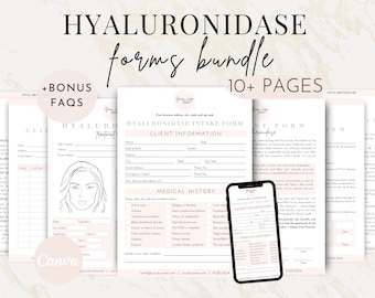 Editable Hyaluronidase Hyalase Filler Reversal Consent Form, HA Dermal Filler Dissolving, Aftercare Consent Hylenex, Medspa Template Canva