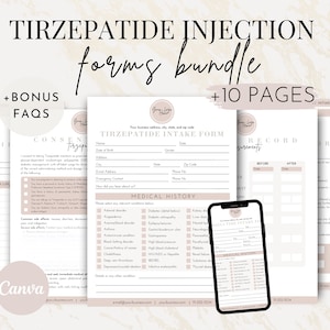 Tirzepatide Weight Loss Injection Consent Form Bundle, Tirzepatide Consent Form In-Office, Compounded Tirzepatide Injection Form Edit Canva