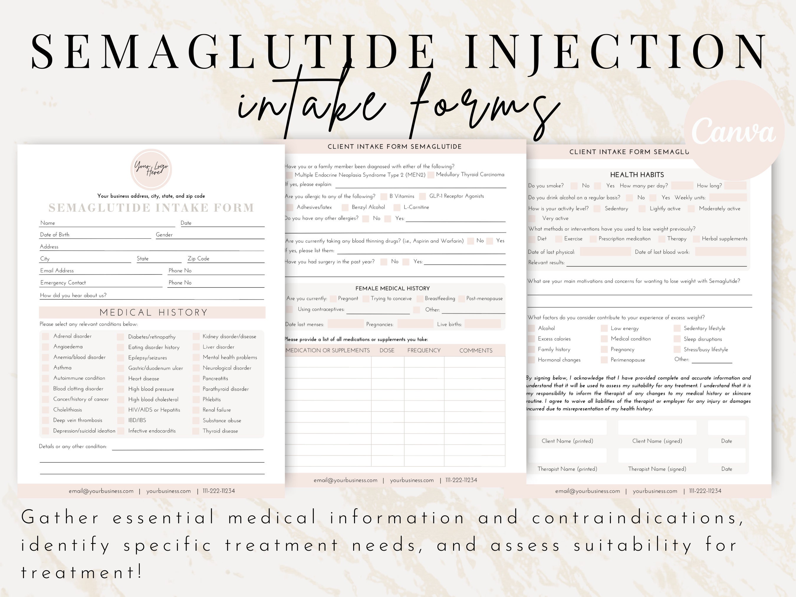 Editable Semaglutide Bundle Forms, Weight Loss Injection Consent ...