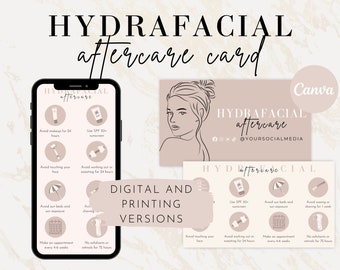 Textable Facial Aftercare Advice Card, Printable Hydrafacial Aftercare Card Canva, Digital Editable Esthetician Care Card Hydradermabrasion