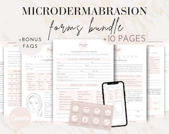 Editable Microdermabrasion Consent Intake Form Bundle, Printable Facial Microdermabrasion Esthetician Template Canva, MedSpa Business Client