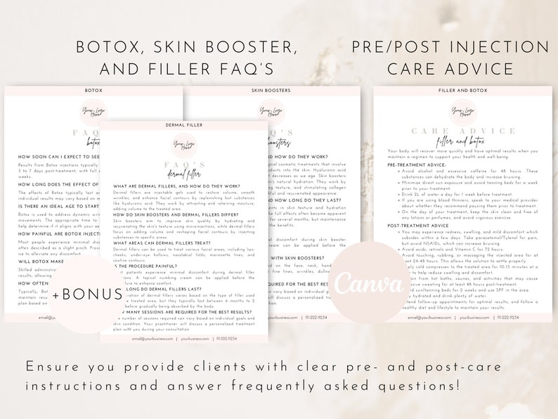 Editable Botox and Dermal Filler Consent Intake Bundle, Injectable Skin ...