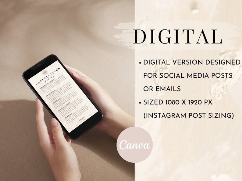 Editable Salon Cancellation Policy Form, Printable Esthetician