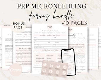 Pacchetto modificabile di moduli di consultazione per microneedling PRP, cura post-terapia per microneedling al plasma ricco di piastrine, penna per la pelle del viso da vampiro Dermapen