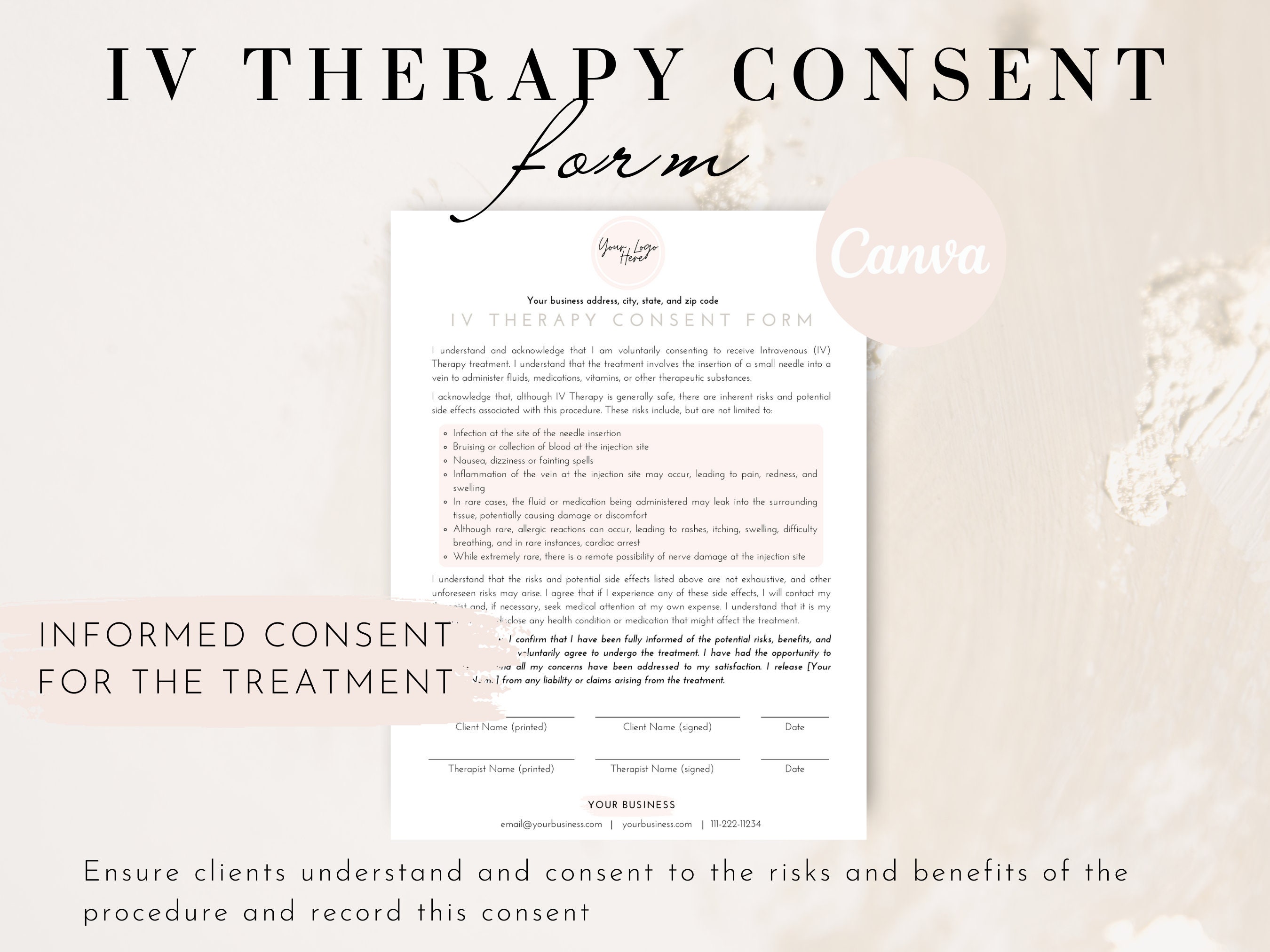 Iv therapy consent form intravenous therapy client forms iv infusion