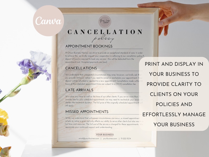 Editable Salon Cancellation Policy Form, Printable Esthetician ...