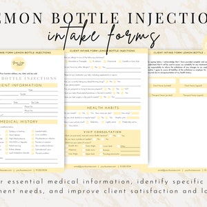 Lemon Bottle Fat Dissolving Consent Treatment Forms, Editable Client Consultation Intake Form Canva, Lemon Bottle Aftercare Informed Consent, Beauty business forms, fat dissolving forms, weight loss business