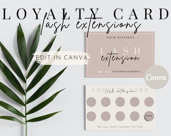 Loyalty Card Small Business, Loyalty Card Beauty Business, Editable Printable Canva Template, Discount Card, Lash Tech Loyalty Card Template