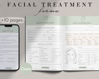 Facial Consultation Forms, Editable Esthetician Templates, Printable Skincare Consent Form, Aesthetic Client intake form, Photo release form