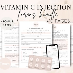 Editable Vitamin C Injection Forms, Consultation Forms, Client Intake Template, Vitamin C Consent Form, Aftercare, Vit C, Med Spa Business