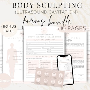 Editable Body Sculpting Ultrasound Cavitation Consent Intake Forms,  Body Contouring Bundle, Fat Cavitation Body Shaping Consultation Medspa