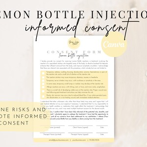 Lemon Bottle Fat Dissolving Consent Treatment Forms, Editable Client Consultation Intake Form Canva, Lemon Bottle Aftercare Informed Consent, Beauty business forms, fat dissolving forms, weight loss business